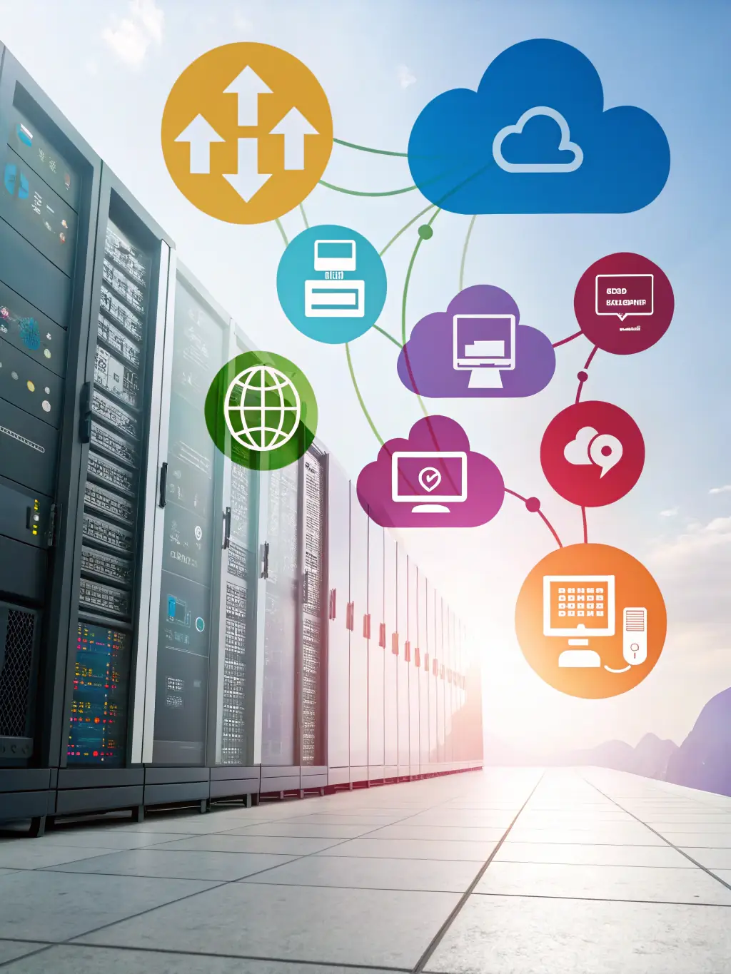 A dynamic image representing the Google Cloud Platform (GCP), highlighting its innovative tools and data analytics capabilities for Nexaops's cloud services.