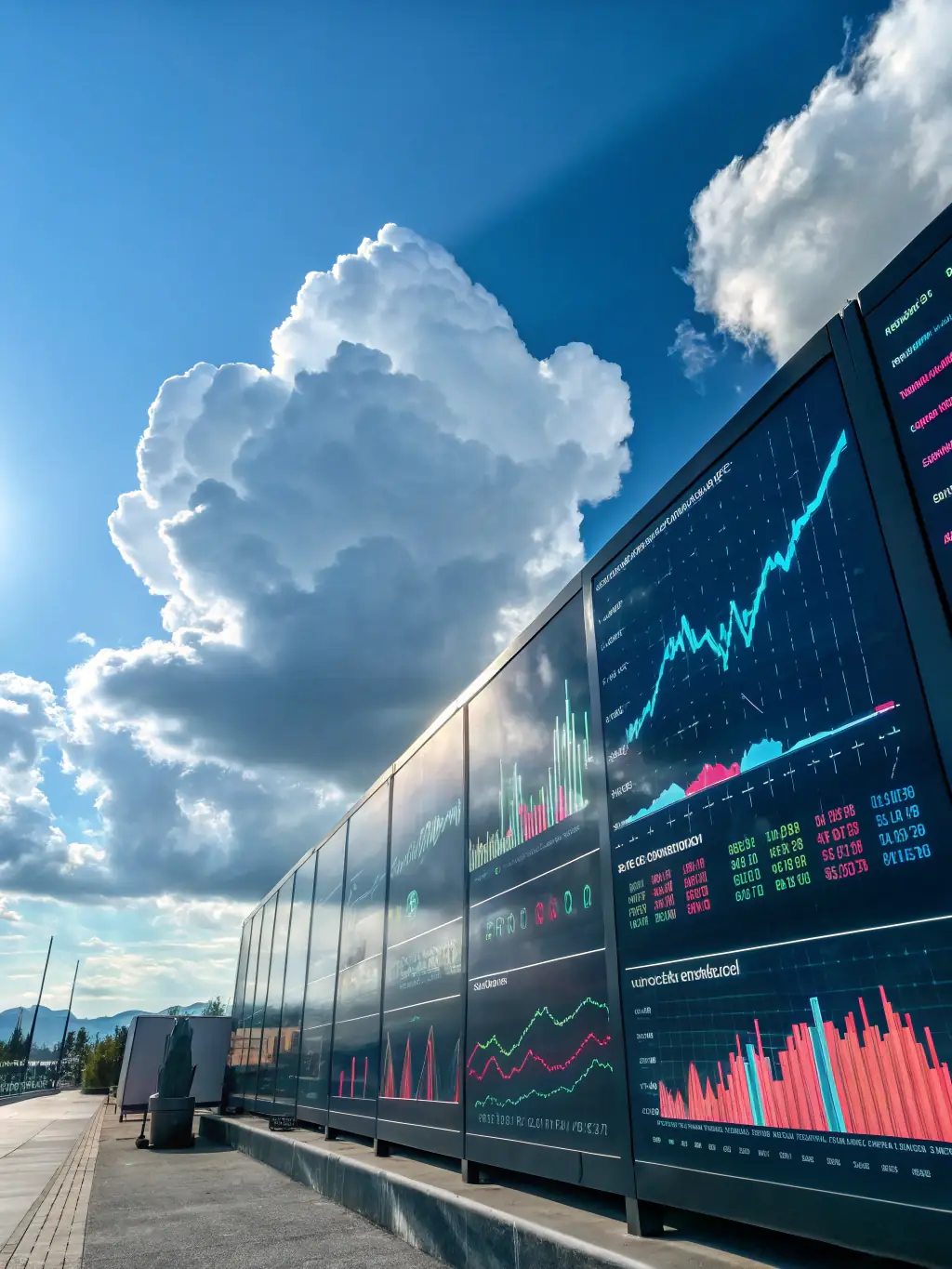 An abstract image representing optimized cloud resources, such as graphs and charts showing efficient resource allocation, highlighting Nexaops' optimization services.
