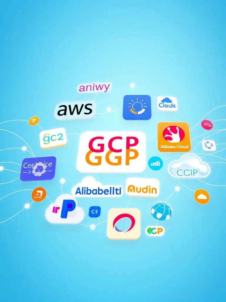 A collage of logos representing Azure, AWS, GCP, and IBM Cloud, symbolizing Nexaops' multi-platform cloud expertise.